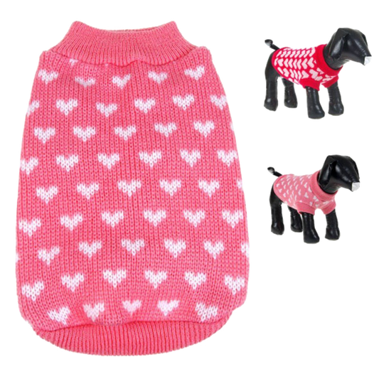Silvercell Pets Ropa para Perros Cachorros Abrigo de Suéter de Punto Corazoncito